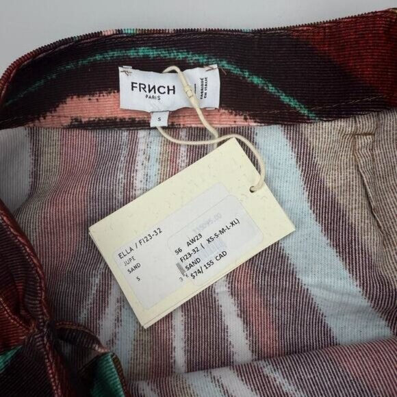Frnch Women's Ella Corduroy Wrap Midi Skirt In Sand / Multi Size 4 - Picture 4 of 7